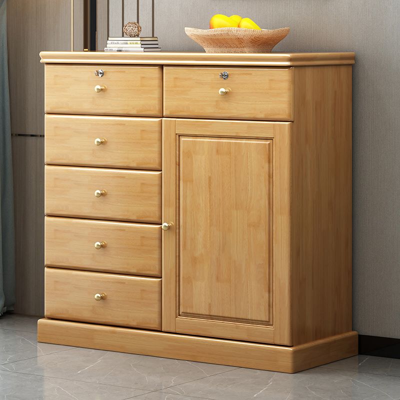 39.4" Tall Solid Wood Chest 6 - Drawer and 1 - Door Accent Cabinet