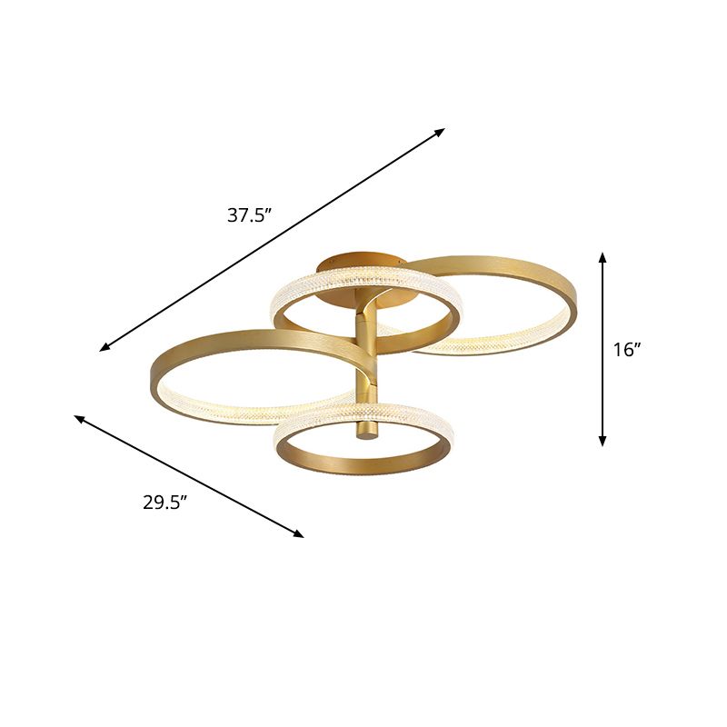 Rotatable Gold Ring Massimale Lampada Moderno Stylish 37,5 "/45" L LED Acrilico Semiflush Lighting in Warm / White / Natural Light