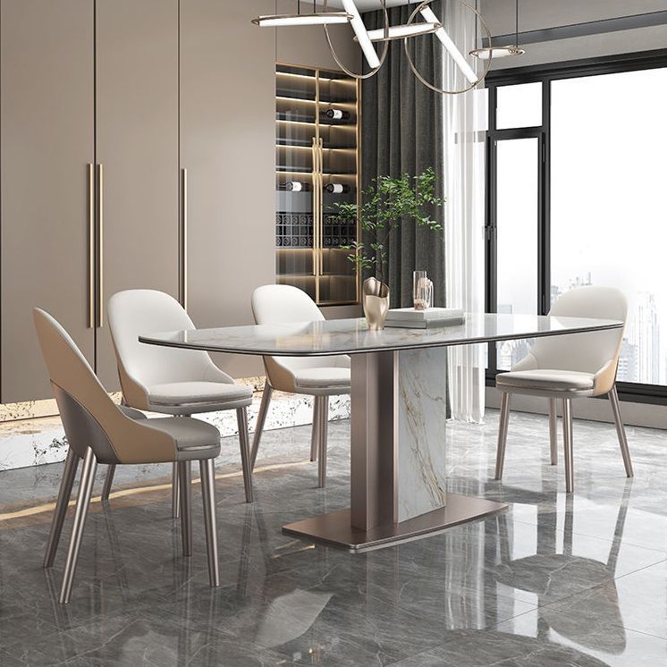 Nordic Sintered Stone Top Dining Set Rectangular 1/4/5/7 Pieces Dinette Table Set