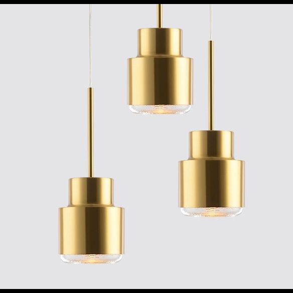 Metalen cilinderhangende verlichtingsarmatuur eenvoudige stijl hanglamp lichtbarmsel in goud