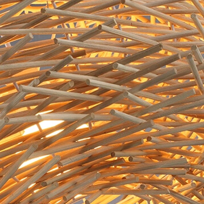 Nest Shaped Bamboo Pendant Light Fixture Asian 1 Head Suspension Light for Dining Room