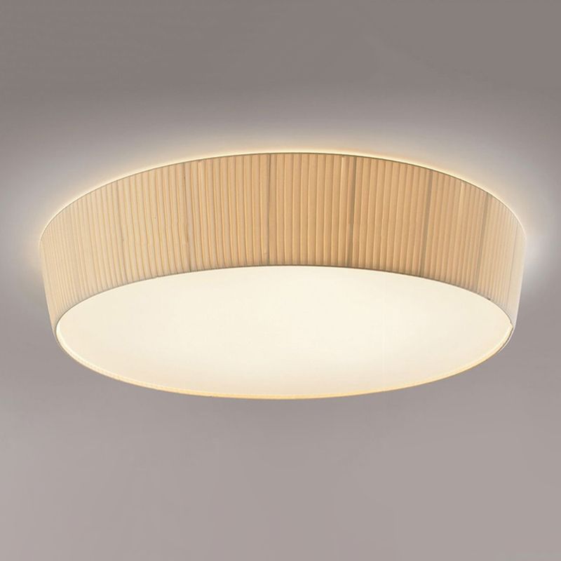 Fabric Drum Shape Flush Ceiling Light Modern Multi Lights Flush Light Fixtures in Yellow