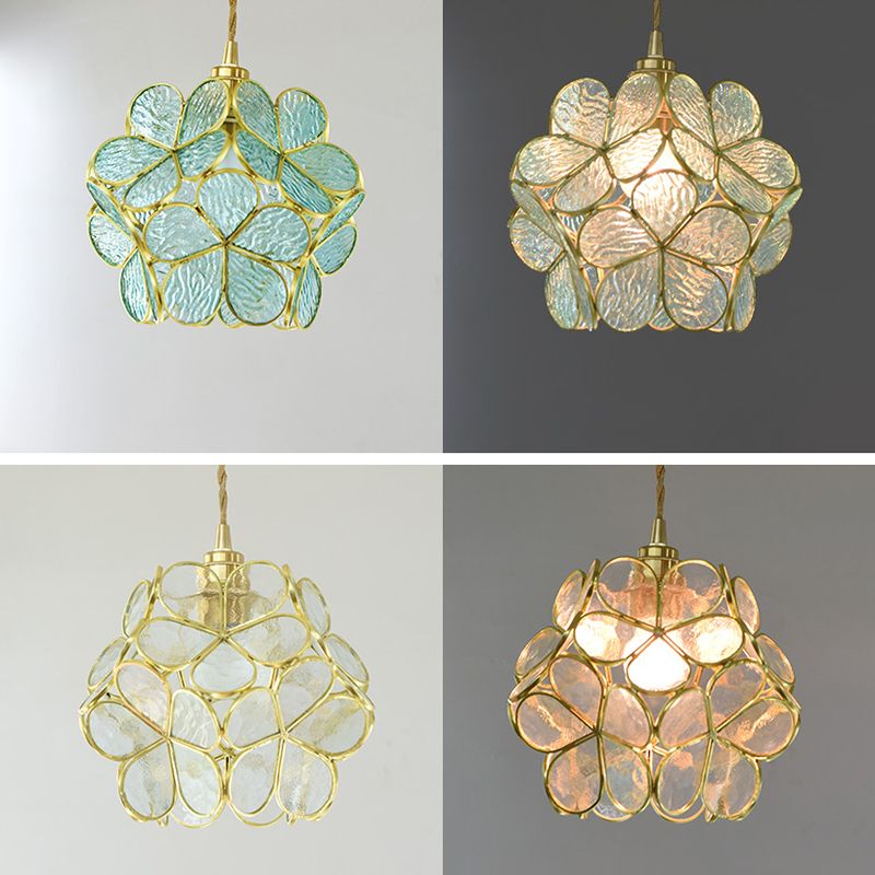 Tiffany-Style Floral Pendant Lighting Fixture Stained Glass Suspension Pendant Light