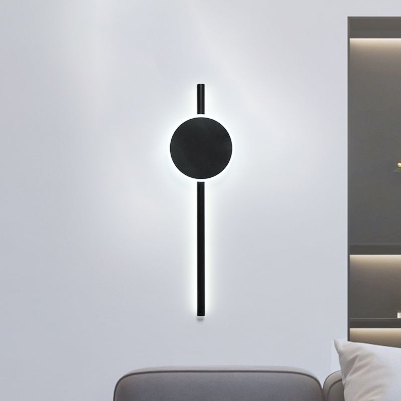 Noordse LED -vlakke wand SCONCE Zwarte ronde en balkwandverlichtingsideeën met metalen schaduw in warm/wit licht