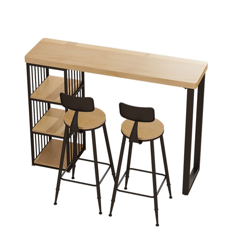 Modern Rectangular Bistro Table Set 1/3 Pieces Wooden Counter Table with High Stools