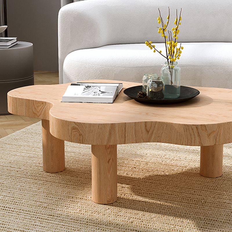 Solid Wood Cloud-Shaped Coffee Table Nordic 3 Legs Cocktail Table