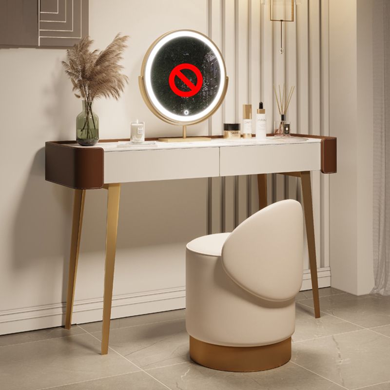Faux Leather Makeup Vanity Desk Glam 2-Drawer Dressing Table