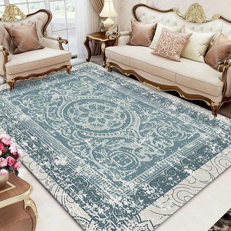 Light Pink Flower Carpet Polyester Simple Carpet Washable Carpet for Living Room