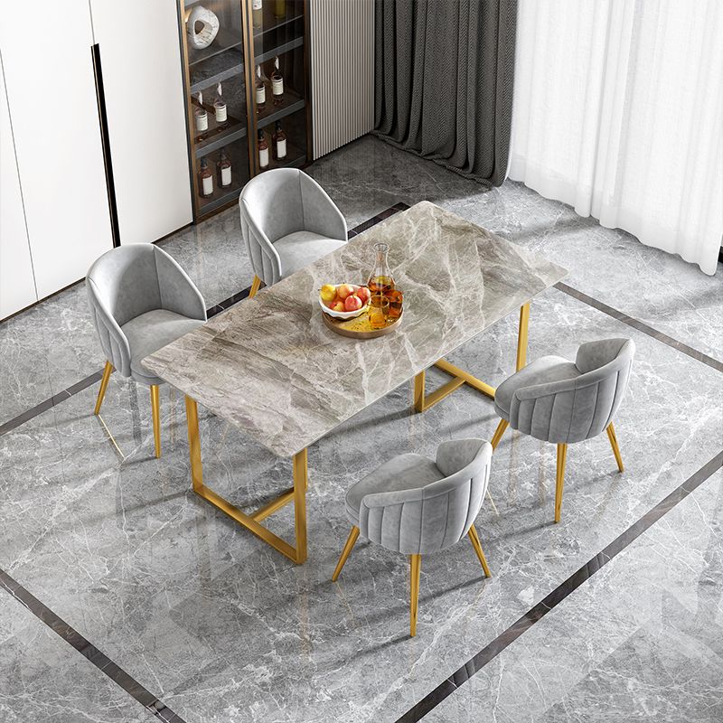 Glam Dining Set 1/4/5 Pcs Rectangle Sintered Stone Top Set with Parsons Chairs