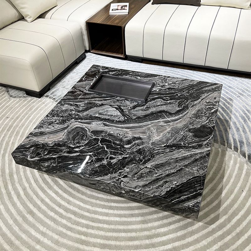 11"H Contemporary Cocktail Table Stone Square Coffee Cocktail Table