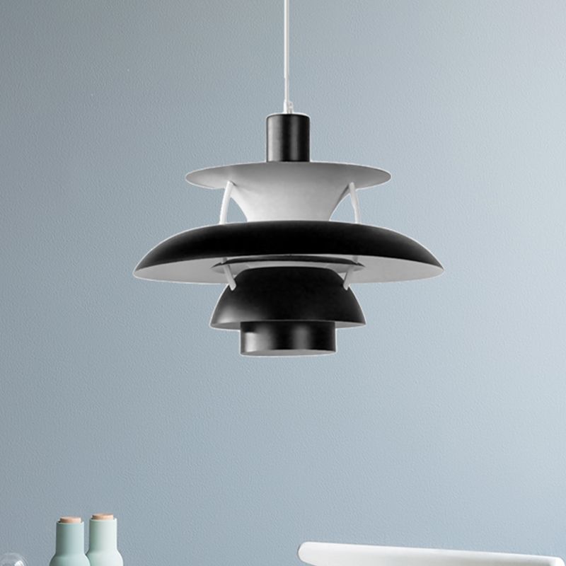 Designer gelaagde hanglamp metalen schaduw 1 licht hangend plafondlicht met hangsnoer