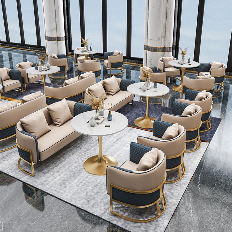 Traditional Luxury Dining Table for Home Round Table with Metal Tulip Base