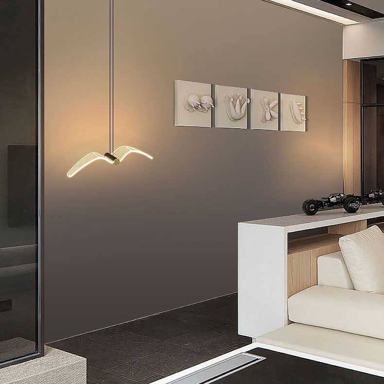 Iluminación de suspensión en forma de pájaro lámpara colgante de acrílico acrílico en latón en latón