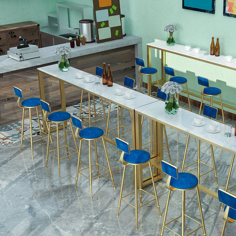 Taburete de bar con tapicería glamorosa taburete de barra con patas de hierro y espalda baja, cojín