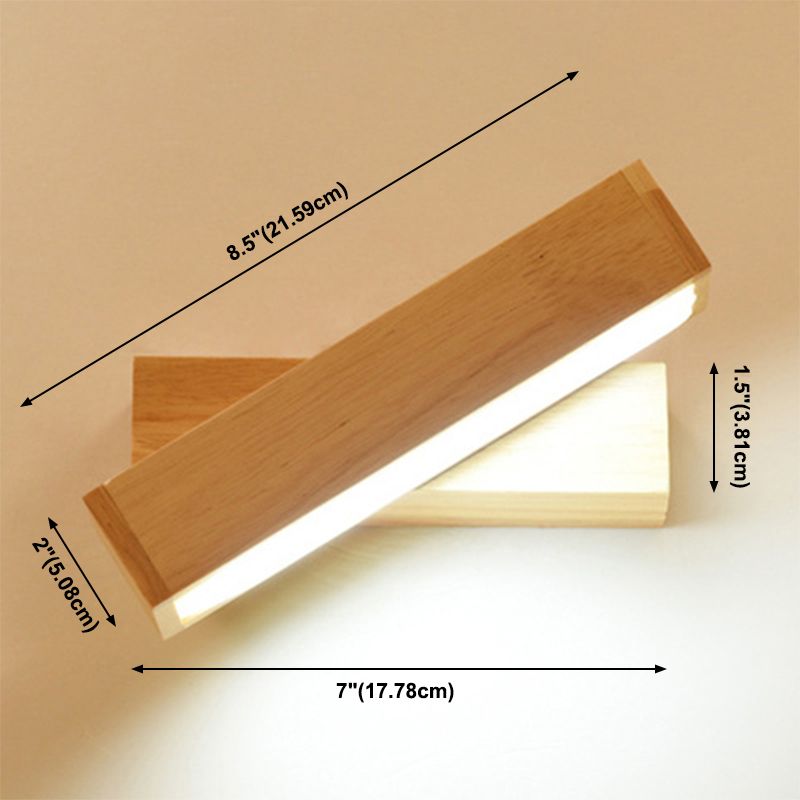 Einfacher Stil rotierende Wandleuchten LED -Holzwandlampe für Schlafzimmer Wohnzimmer