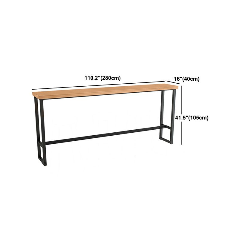 1/5 Pieces Industrial Iron Bar Table Set Rectangle Pine Wood Top Bistro Set with Footrest