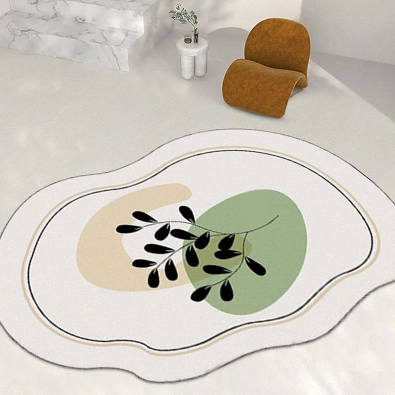 Green Living Room Indoor Rug Casual Abstract Rug Polyester Anti-Split Area Carpet