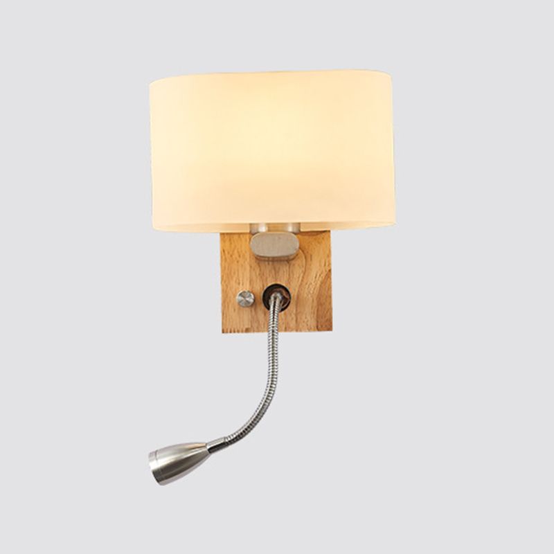 Modern Wood Rectangular Lampshade Wall Sconce One Blub Wall Mounted Light Fixture for Living Room