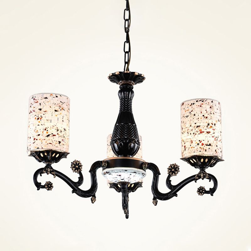Cylindre noir suspendu Méditerranéen 4/6/9 Lumières Suspension Suspension Pendante