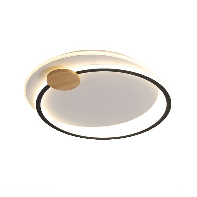 Black/Grey Dual Circle Ceiling Fixture Minimalist Acrylic 16.5"/20.5" Wide LED Flush Mount Recessed Lighting in Warm/White Light