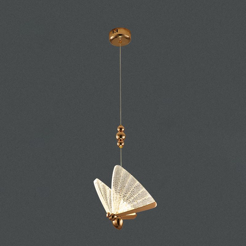 Lampe suspendue à LED en or acrylique dans le style en alliage zinc moderne de style artistique