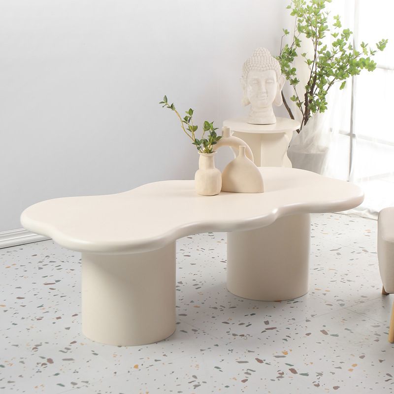 Scandinavian Free Form Coffee Table White Wooden Cocktail Table with 4 Legs