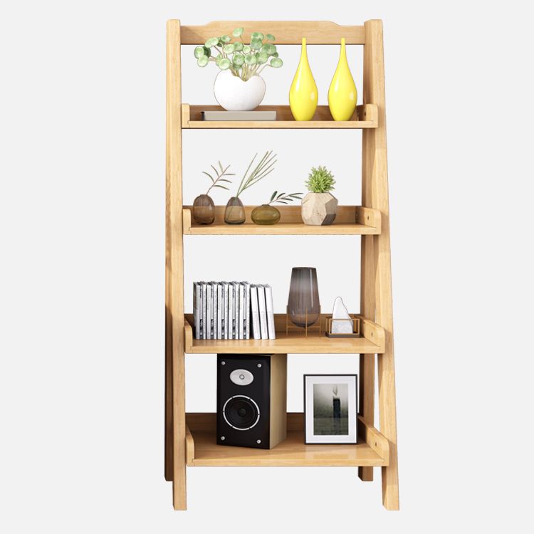 Contemporary Style Ladder Bookcase Wooden Vertical Book Shelf