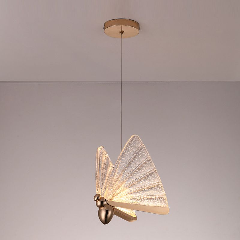 Metal Butterfly Shade Hanging Lights Modern Style 1 Head Hanging Mount Fixture for Bedroom
