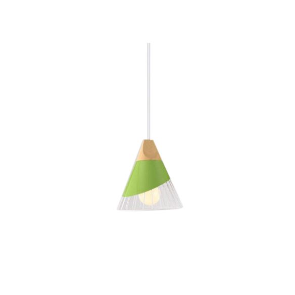 Modernism Cone Pendant Light 1 Light Aluminum and Wood Pendant Ceiling Light in Black/Blue for Dining Table