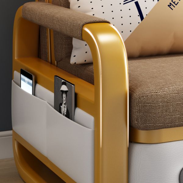 35.43" Wide Gray Sleeper Sofa Linen Square Arms Sofa Bed with Upholstered