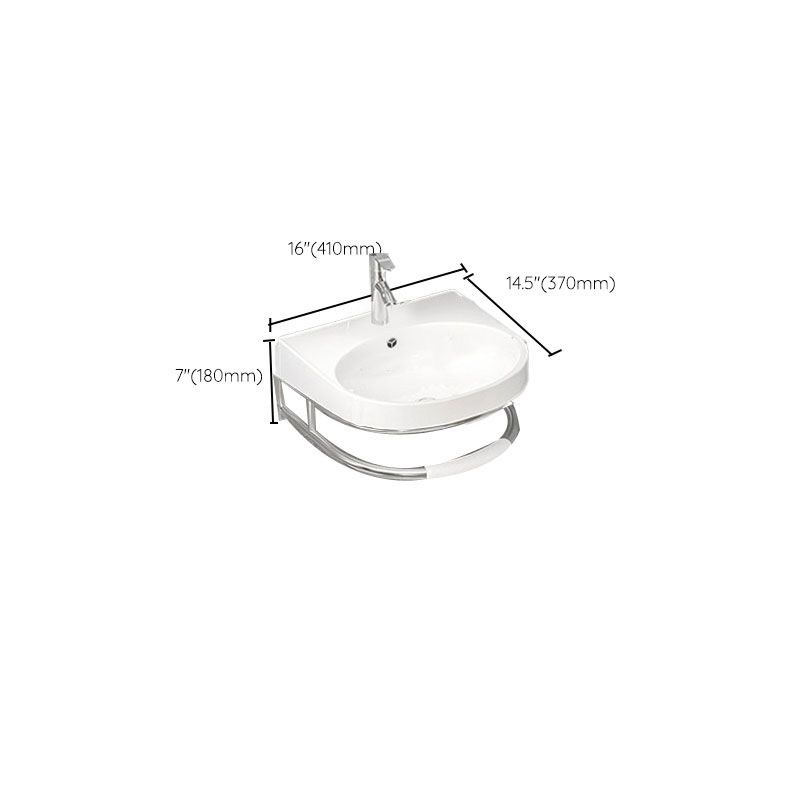 Bathroom Sink White Ceramic Wall-mounted Mirror Faucet Anti-spill Sink
