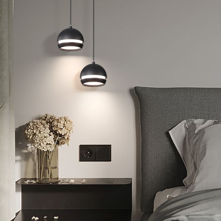 Acrylschwarze LED Hängende Lampe im modernen minimalistischen Stil Frosted Aluminium Globe Anhänger Licht