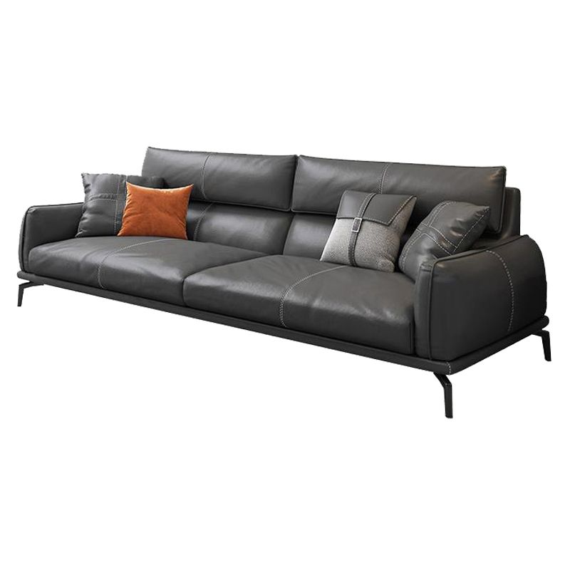 Black Frame Modern Style with Pillow Back Against Leather/leather Seat