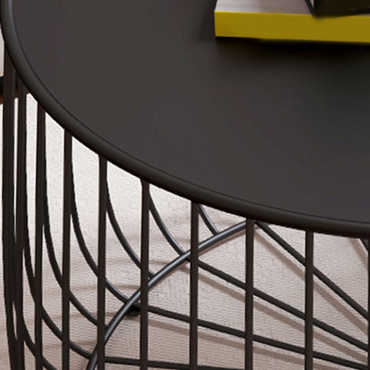 Mid-Century Modern Round Iron Coffee Table Frame Cocktail Table 15.75" H