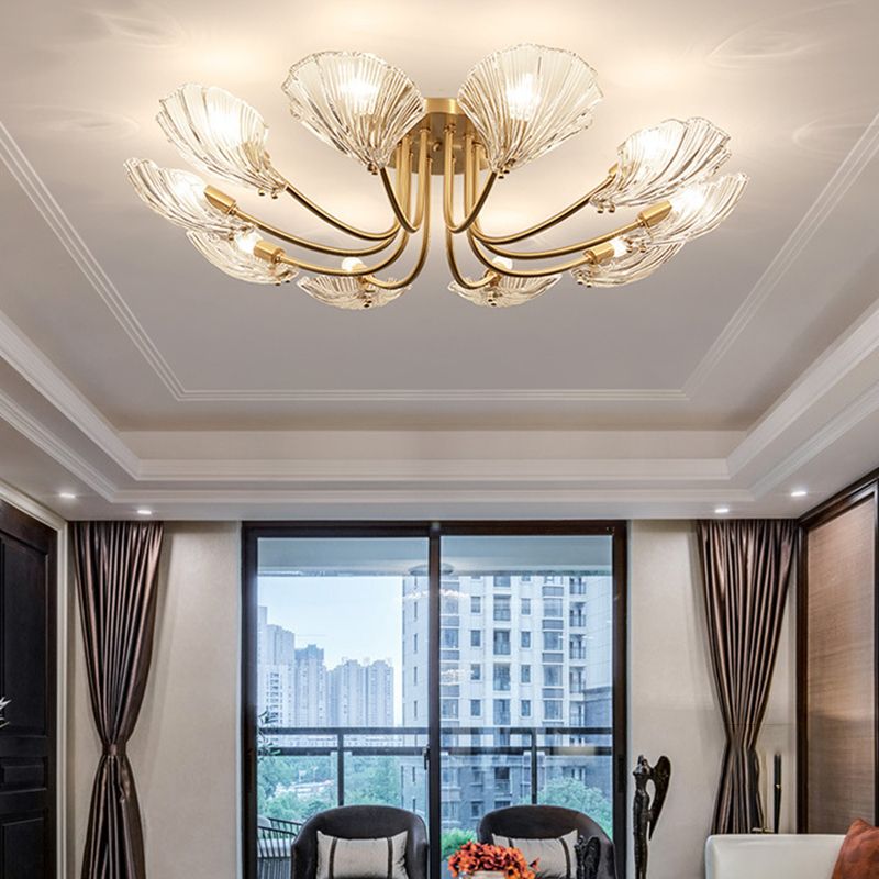 Nordic Style Ceiling Light Shell Shape Ceiling Lamp with Glass Shade for Bedroom