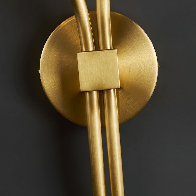Modern Brass Wall Light 2 Lights Wall Sconce with Crystal for Living Room