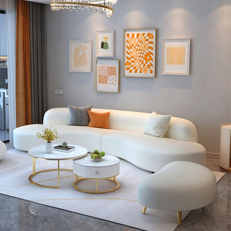 Curved Armless Sectional Sofa Faux Leather Stain-resistant Sectional