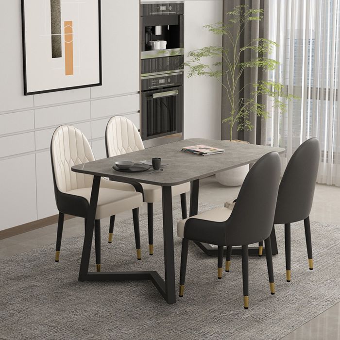 Modern Stone Rectangle Dining Table 1/2/5/7 Pieces Dining Set for Kitchen