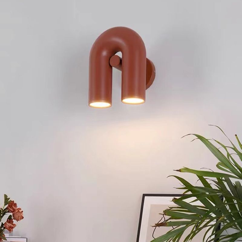 Modernism 2-Light Polished Wall Mounted Sconce Metallic Unique Wall Light