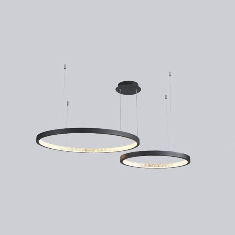 Round Shape Hanging Lamp Fixture Modern Style Pendant Lamp in Black for Living Room