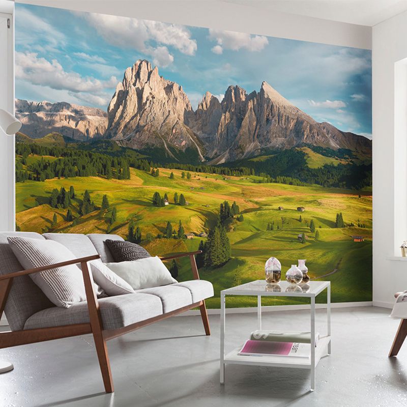 Photo Mountain and Grass Mural Extra Large Wall Art for Guest Room, Custom-Printed