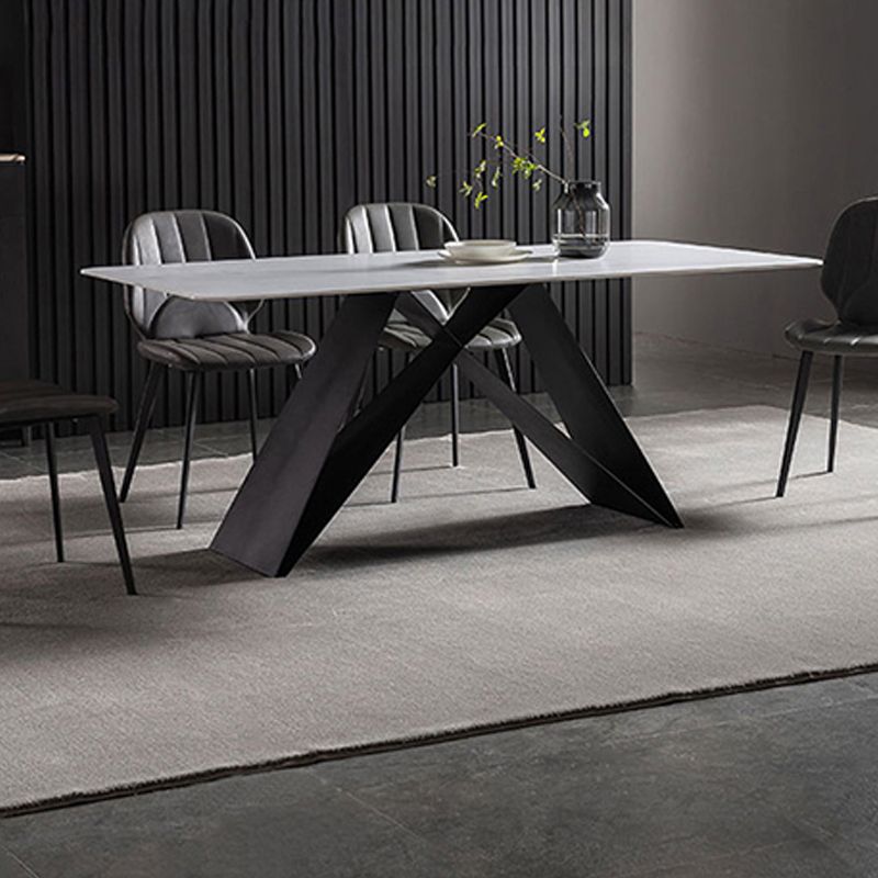 Modern Rectangle Table Stone Dining Room Table with Metal Base