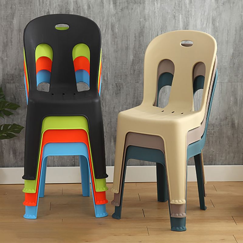 Modern design Plastic armloze eetstoelen stoelen Slat achter zijstoelen voor thuisgebruik