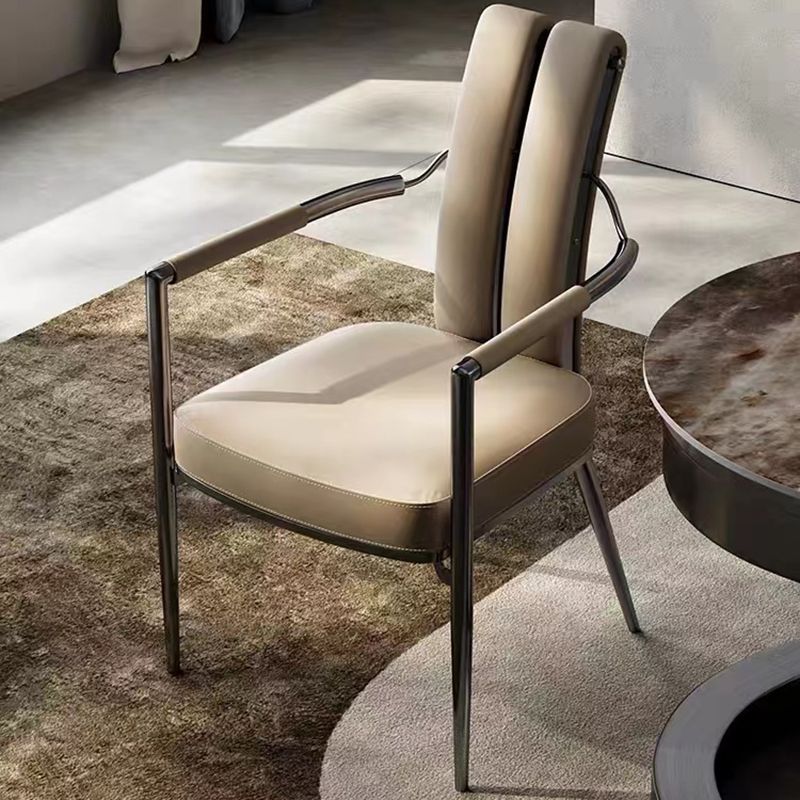 Modern Style Arm Chair Open Back Metal Dining Accent Chair for Home