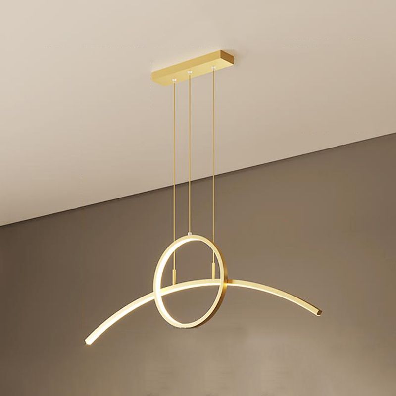Modern Metal Island Light Geometric Gold LED Island Pendant for Dining Room