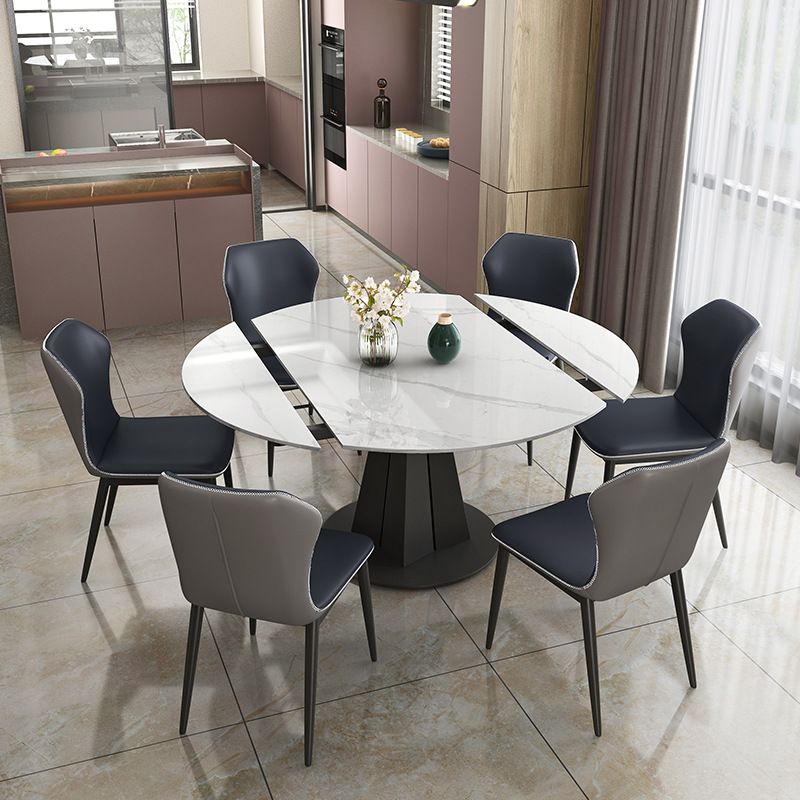 Stone Modern Round Table Standard Height Dining Room Table with Pedestal Base
