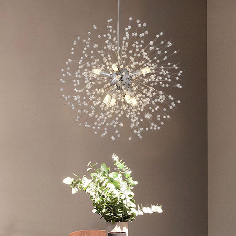 Crystal Dandelion lampadario in stile moderno Multi lampadina lampada sospesa per camera da pranzo camera da letto