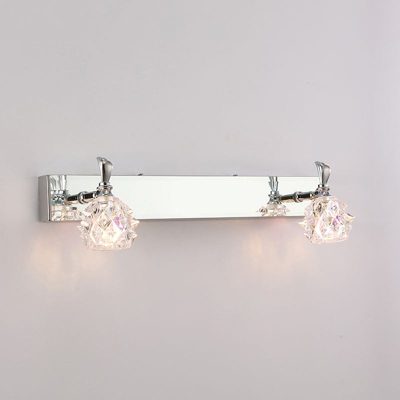1 / 2 / 3 / 4 - Light Chrome Bath Lighting Glass Shade Adjustable Bath Sconce