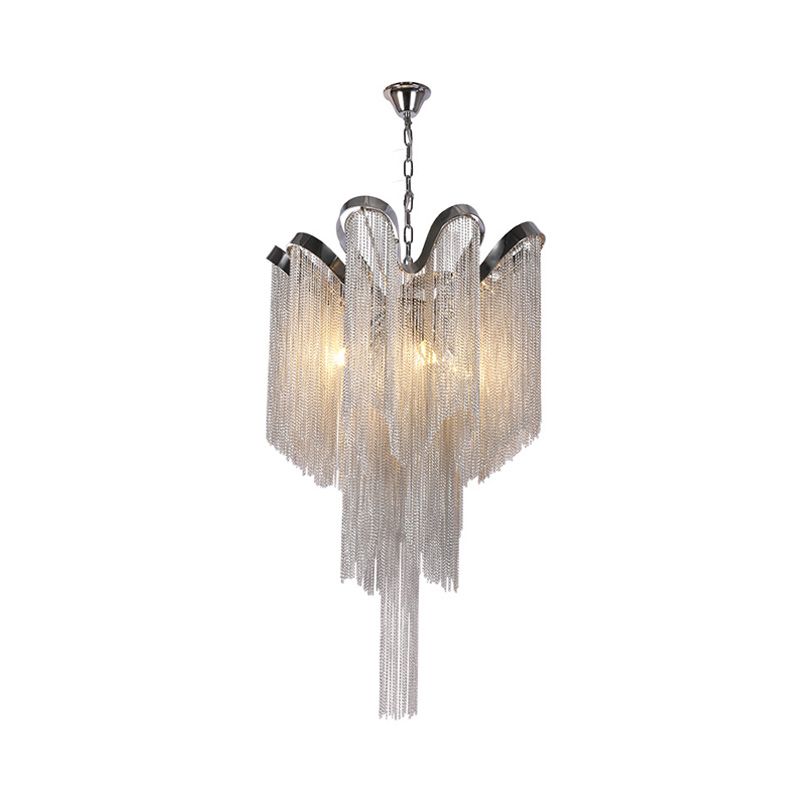 Nappel in metallo lampadario modernista in stile nordico a 4 luci in argento appendere il soffitto a soffitto