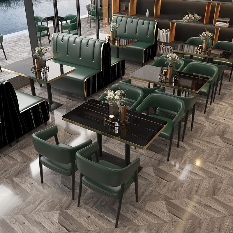 Contemporary Kitchen Dining Side Chair Faux Leather Open Back Dining Side Chair